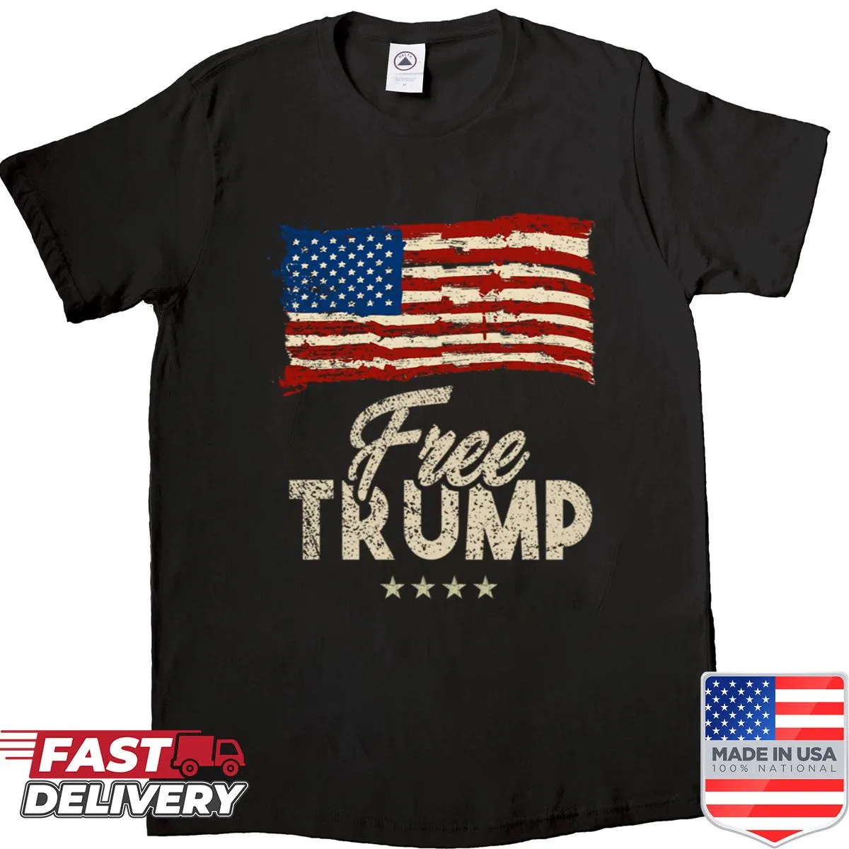 Typography T-shirt with 'Free Donald Trump' printed