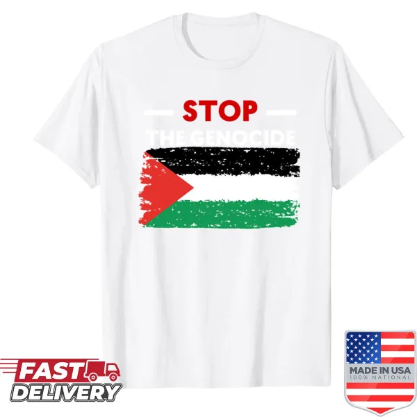 T-shirt with text advocating peace in Gaza