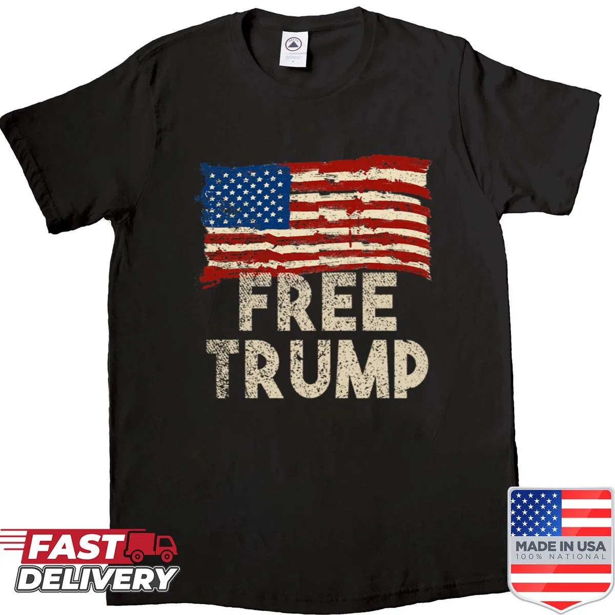 Oversized shirt with 'Free Trump' text design