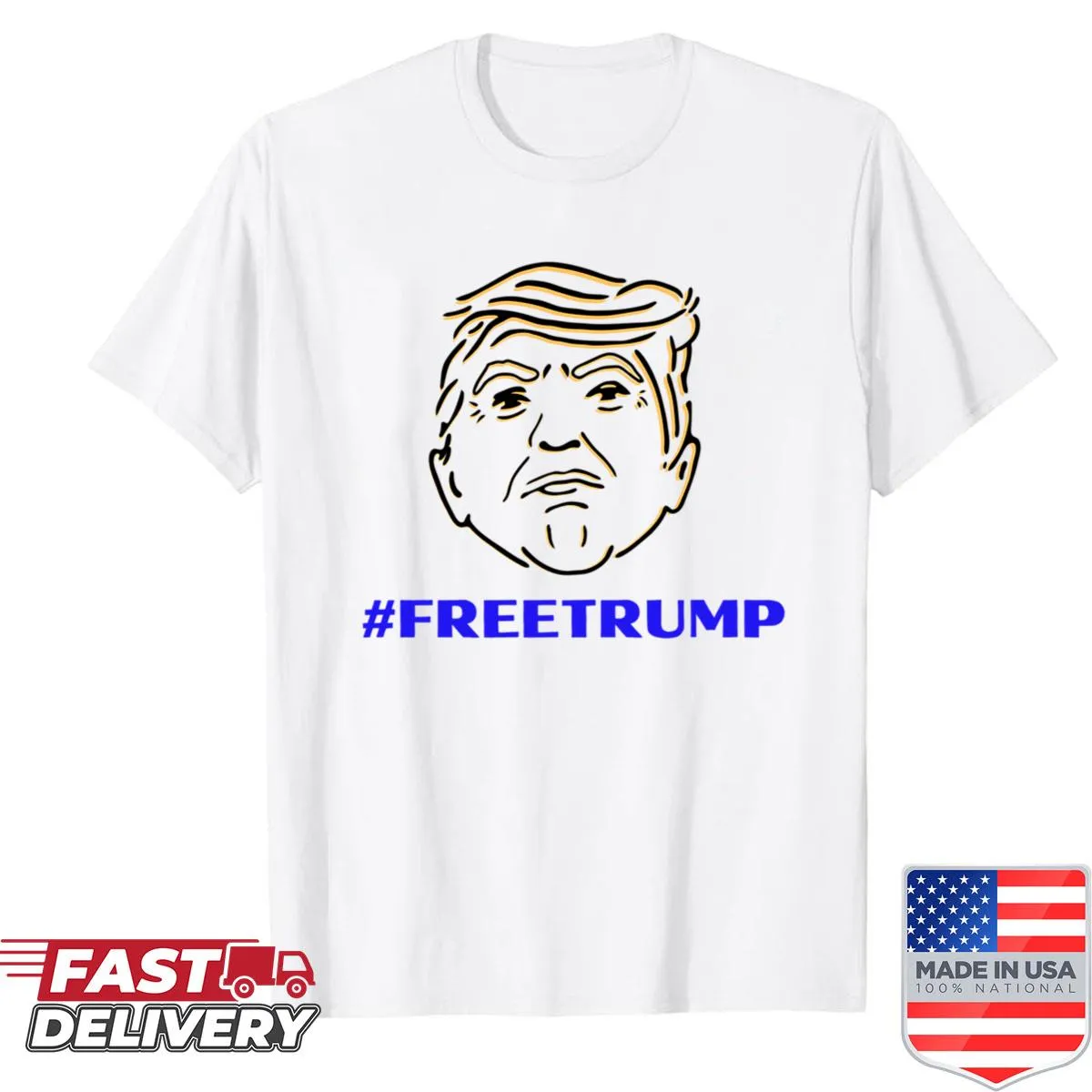 Bold 'Free Trump' text on T-shirt