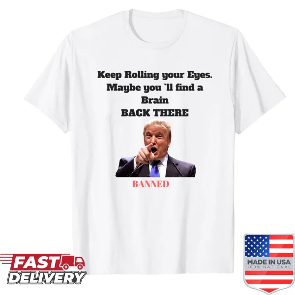 Oversized shirt with bold text expressing a sarcastic message about Trump