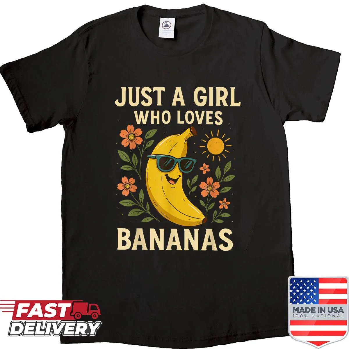 Funny text graphic celebrating bananas on a shirt