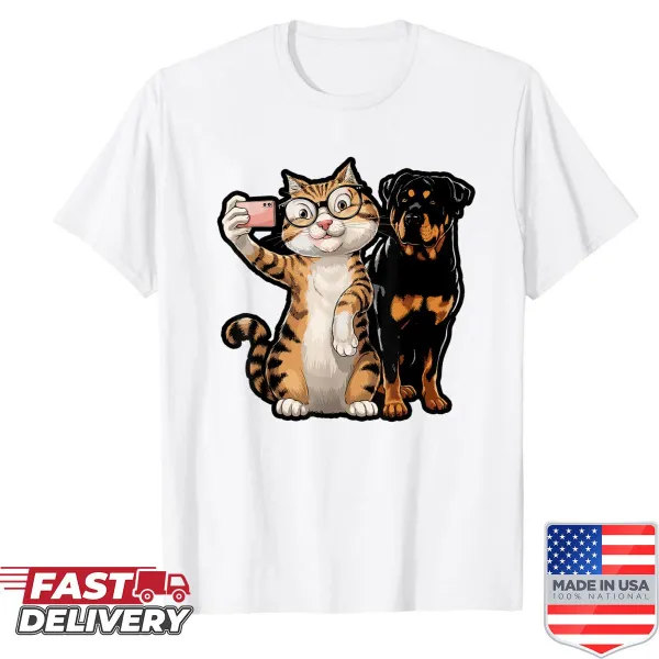 Cartoon cat selfie meme t-shirt for cat lovers