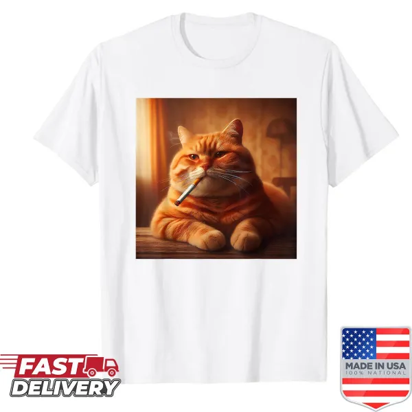 Funny cat smoking cigarette t-shirt