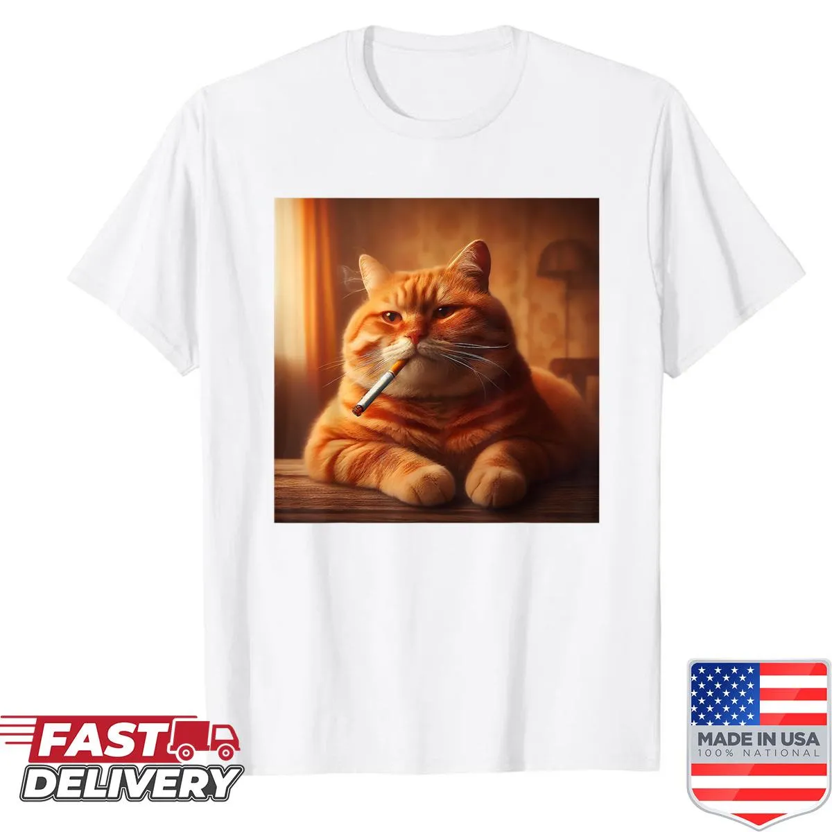Funny cat smoking cigarette t-shirt