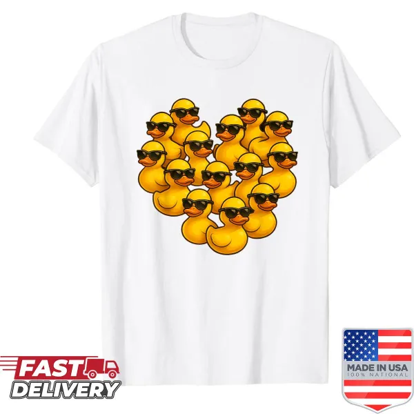 Charming T-shirt featuring a playful duck graphic and heart symbol for duck lovers