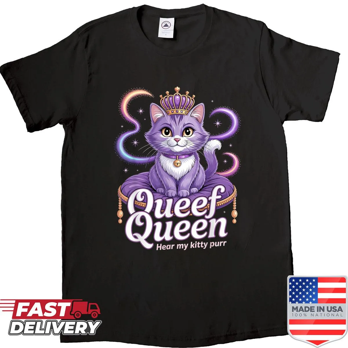 Funny T-shirt with rude cat graphic and humorous text