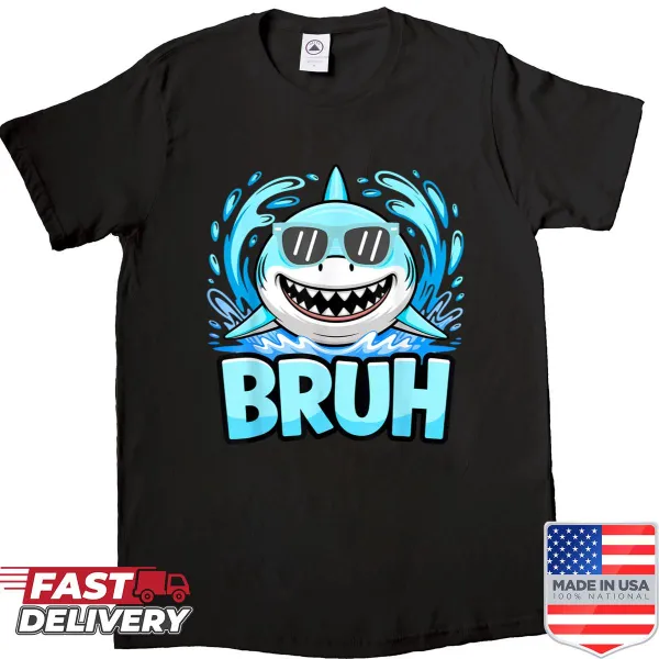 Humorous shark meme graphic shirt for all ages