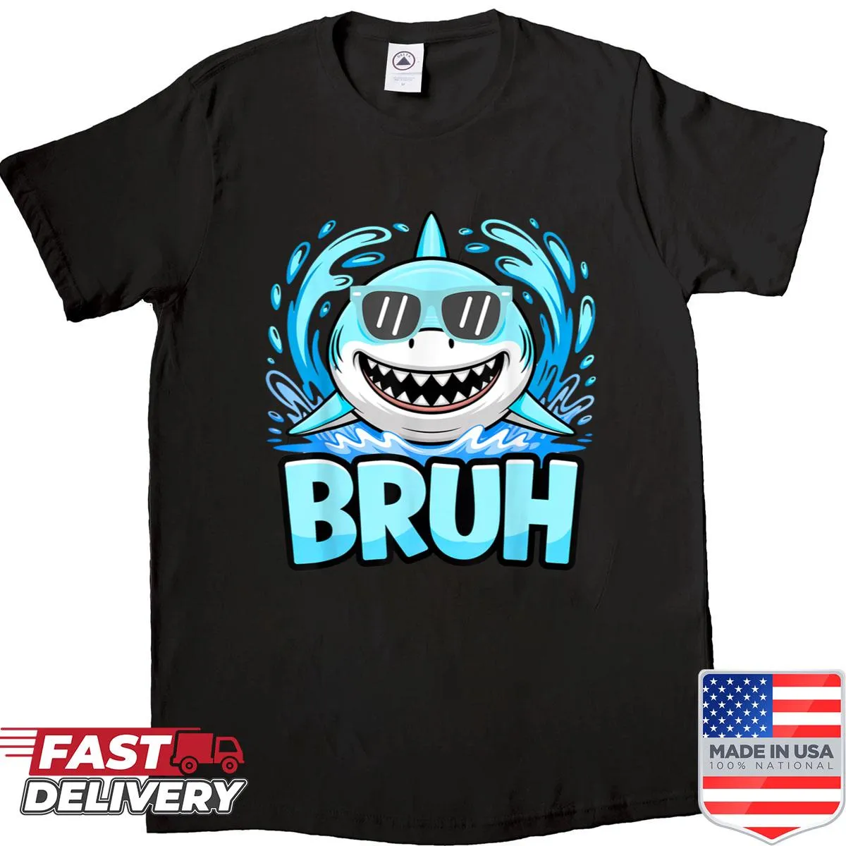 Humorous shark meme graphic shirt for all ages