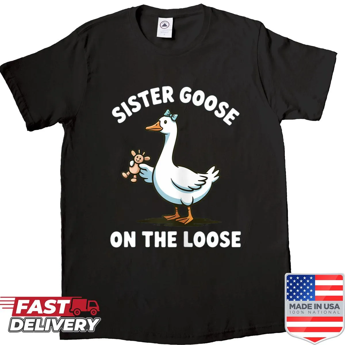 Funny matching family shirt with goose pun design
