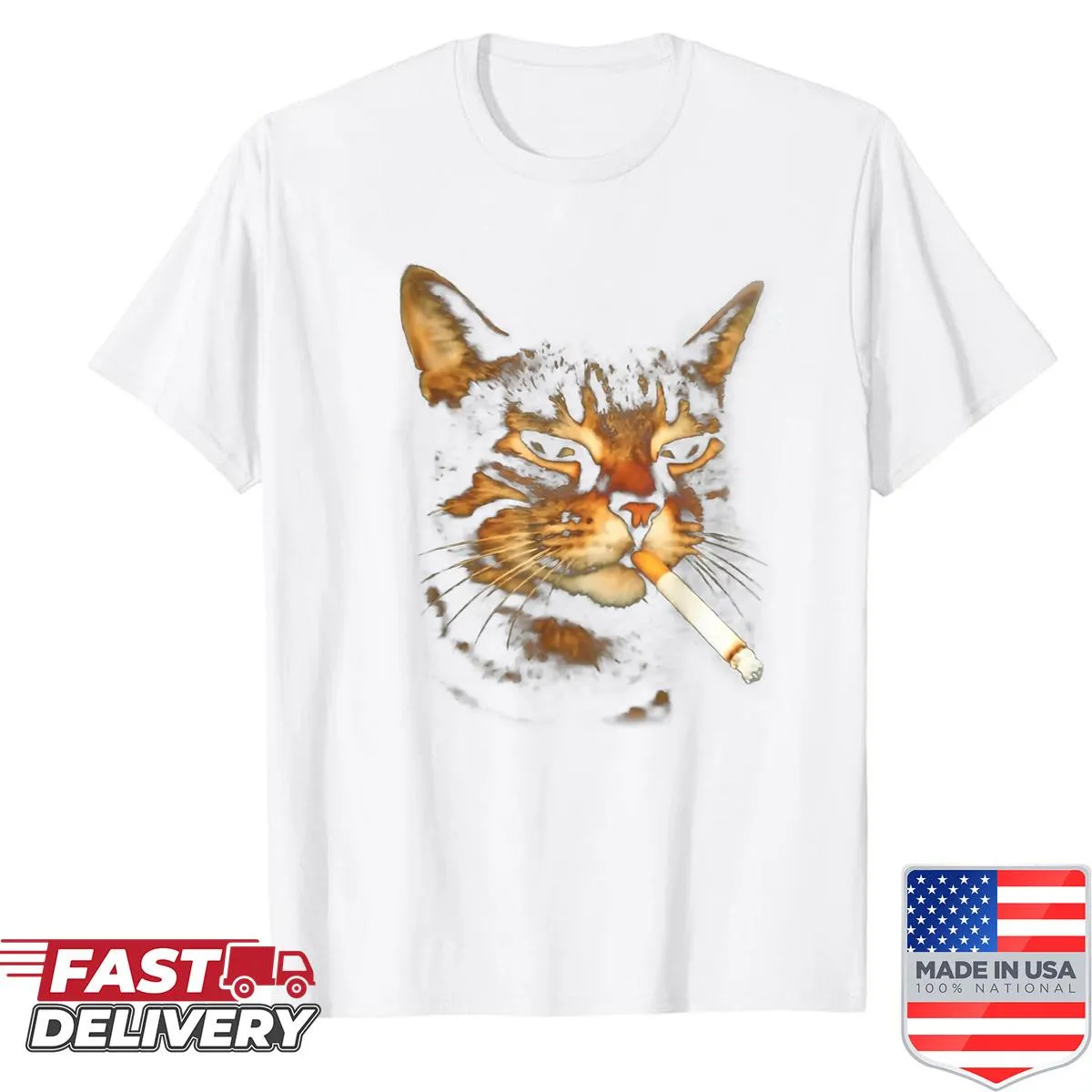 Cartoon kitten smoking cigarette meme shirt