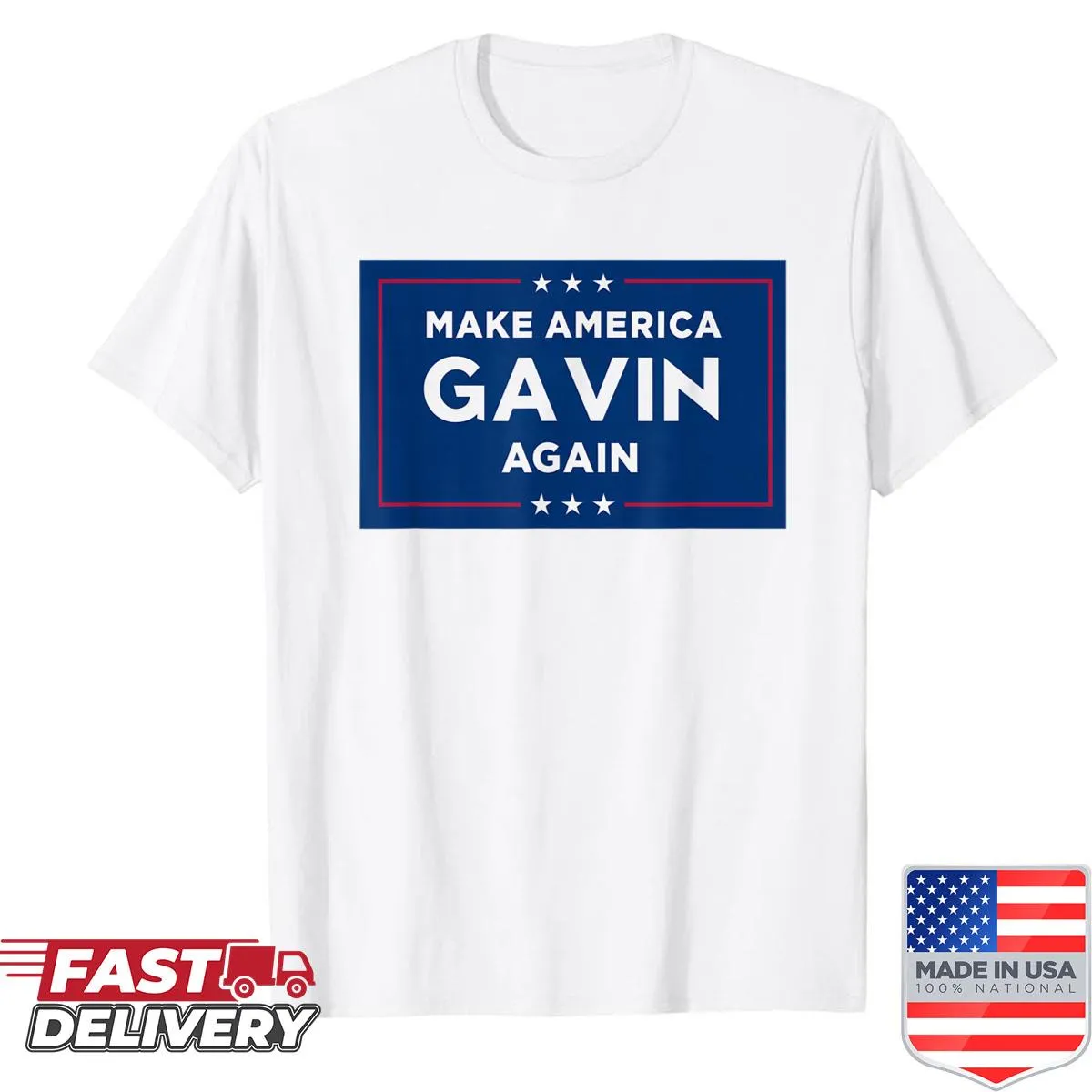 Political T-shirt featuring 'Make America Gavin Again' text
