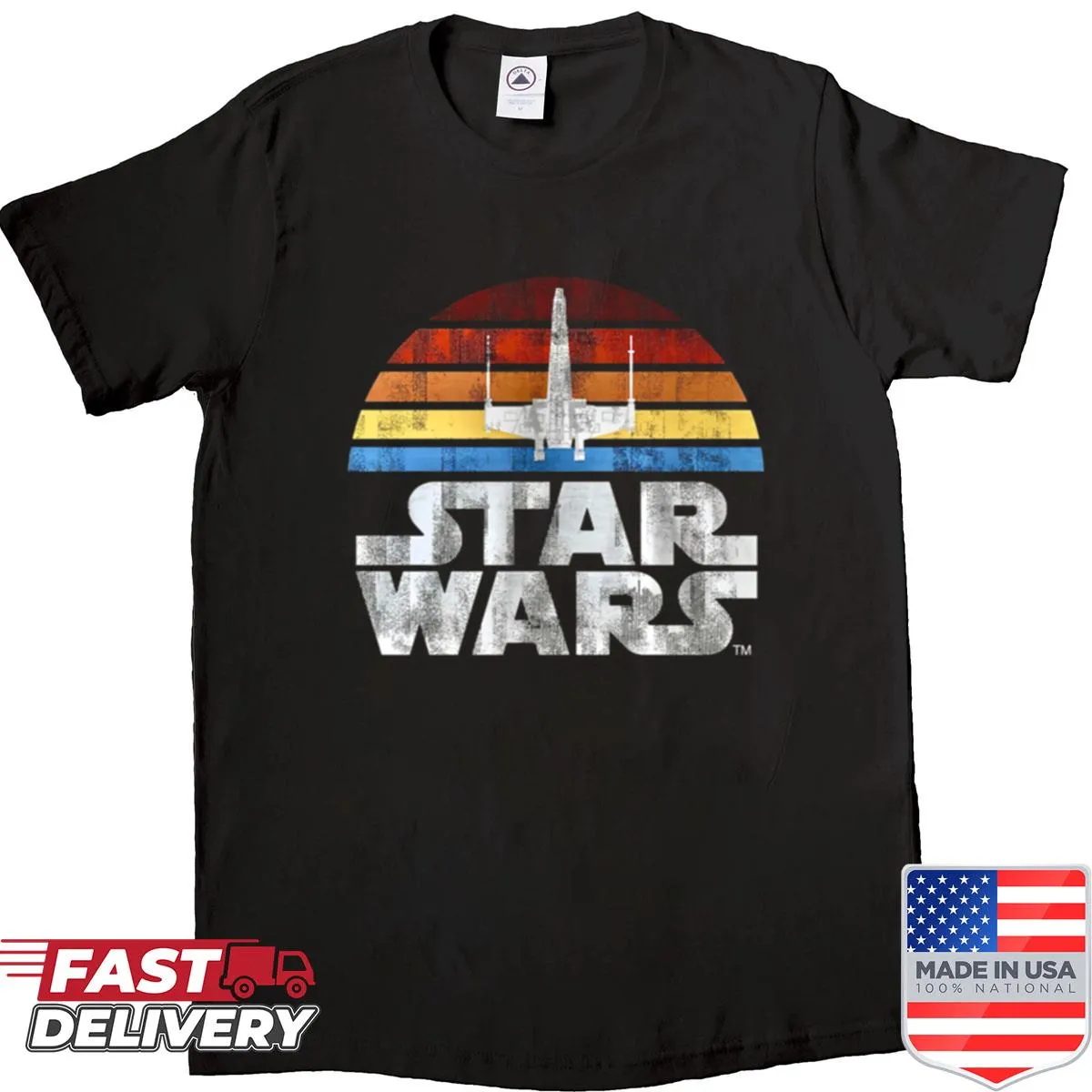 Whimsical plane illustration flying through a galaxy on a t-shirt