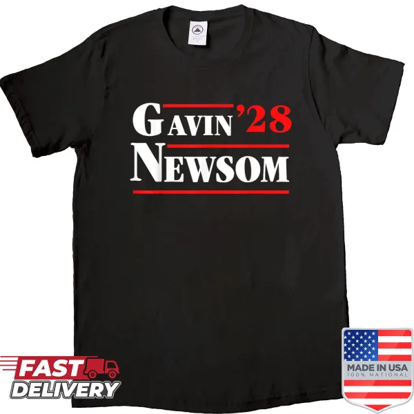 Gavin Newsom 2028 shirt with US flag and election theme