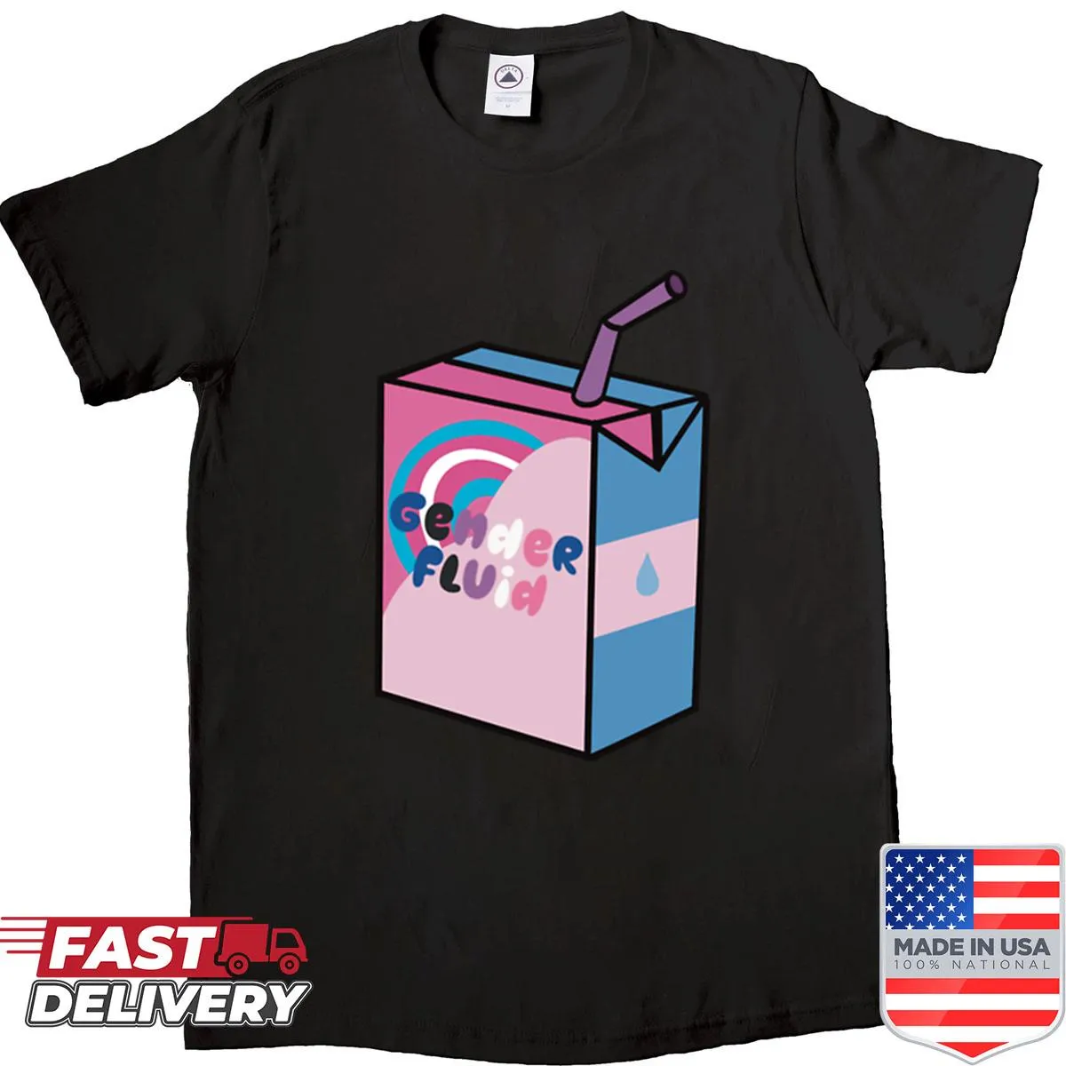 Humorous shirt with playful gender-themed graphics