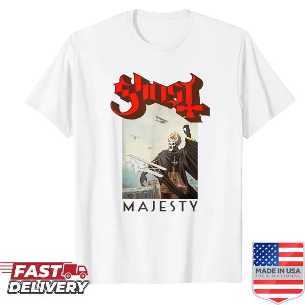 Ghostly graphic shirt capturing spooky majesty