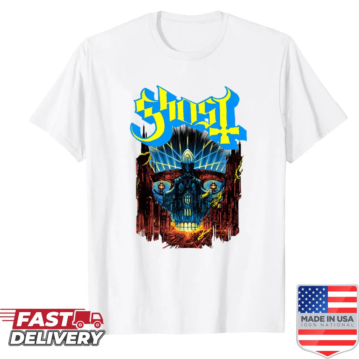 Vintage style shirt featuring a minimalist ghost graphic