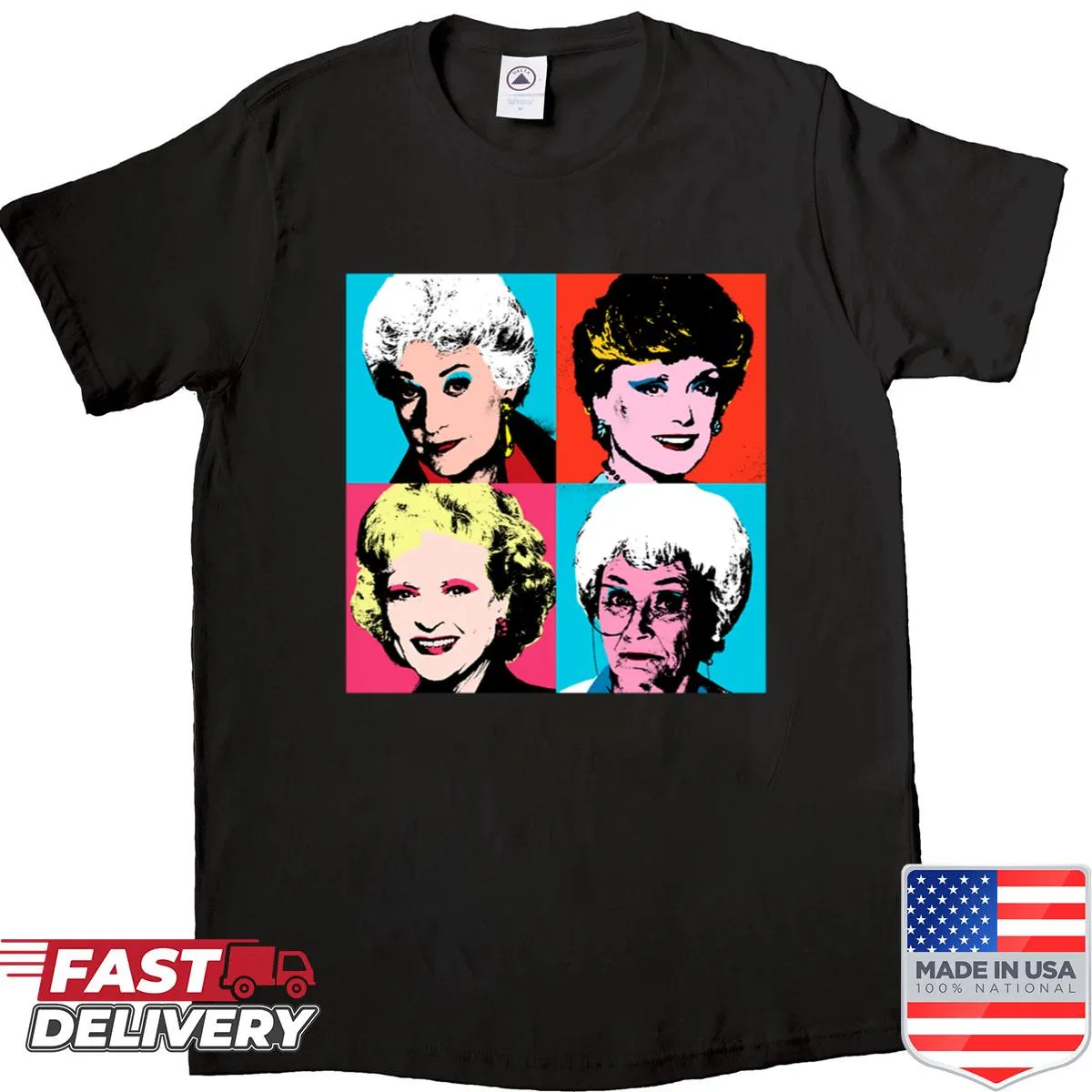 Art-inspired typography design on a shirt, reflecting Warhol's style.