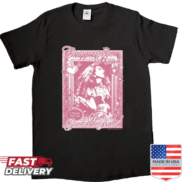 Playful 'Good Luck Babe' text graphic on a shirt