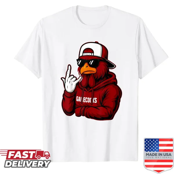 Retro Gamecocks shirt featuring team name and logo for sports fans.