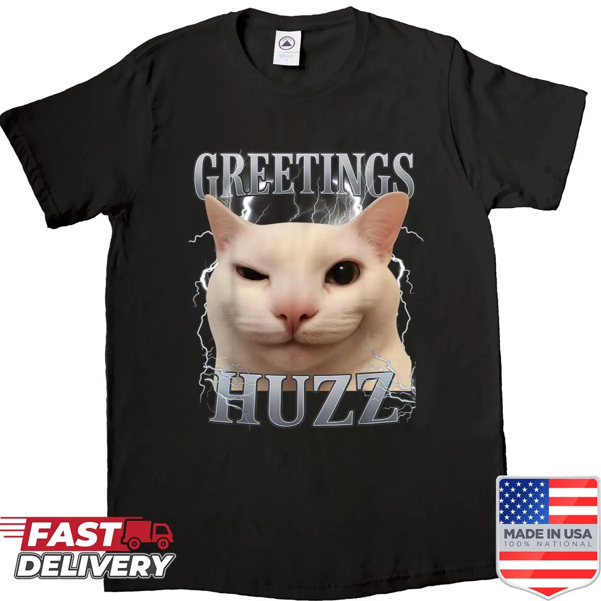 Funny cat meme graphic T-shirt for teens