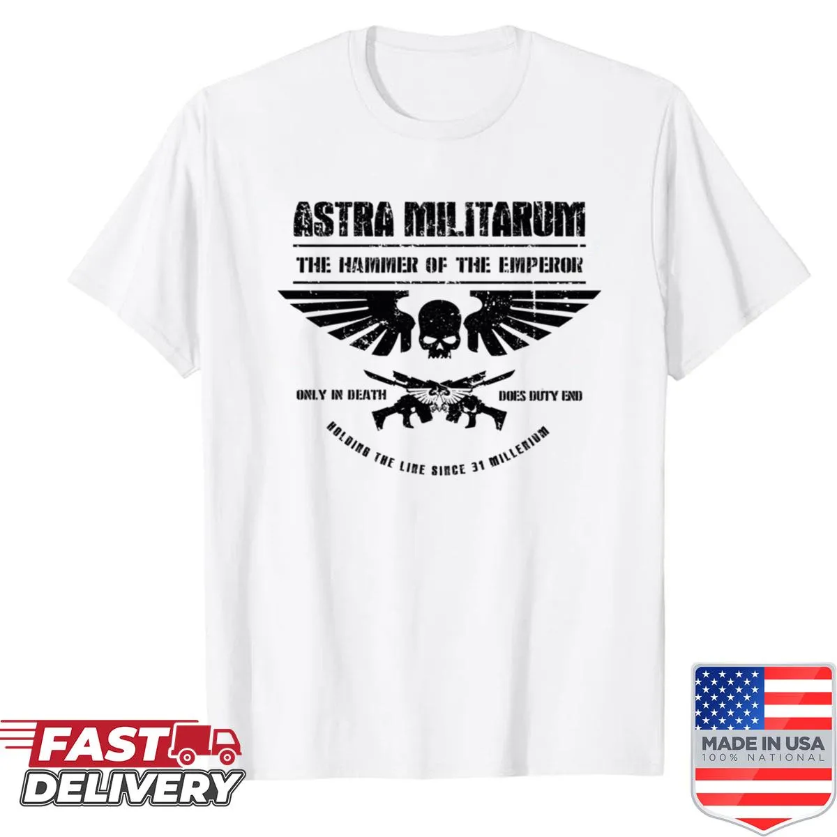 Astra Militarum Hammer of the Emperor graphic tee for Warhammer fans