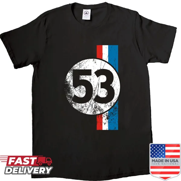 Illustrated Herbie Love Bug on a shirt, representing fun and nostalgia.