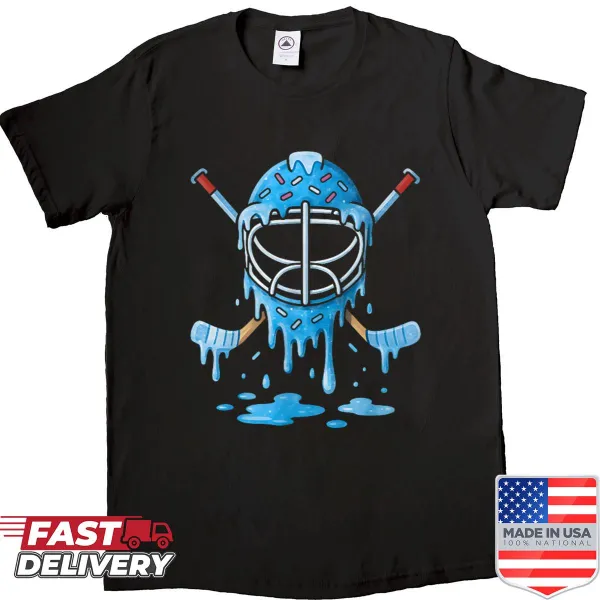 Youth hockey shirt with ice cream drip design for boys and girls