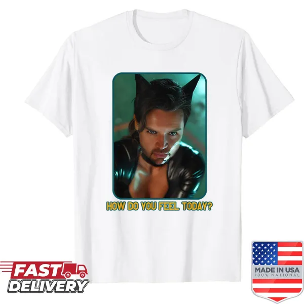 Meme shirt with cat ears and playful text about feelings
