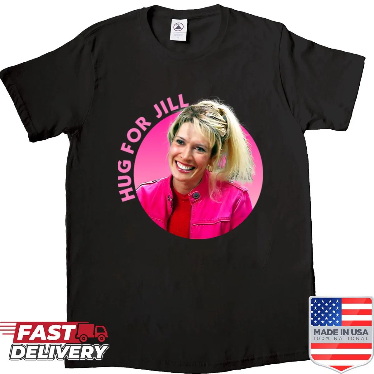 T-shirt with a heartfelt message 'Hug For Jill'