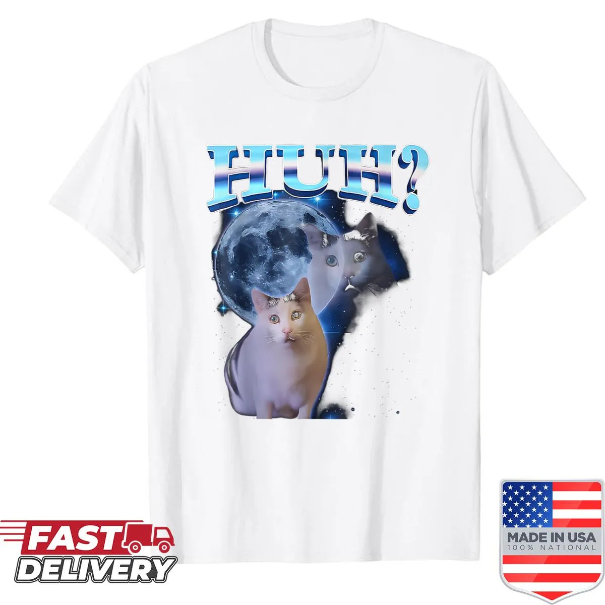 Funny chonky cat graphic with confused expression shirt