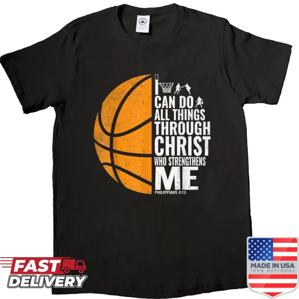 Christian motivational basketball graphic shirt