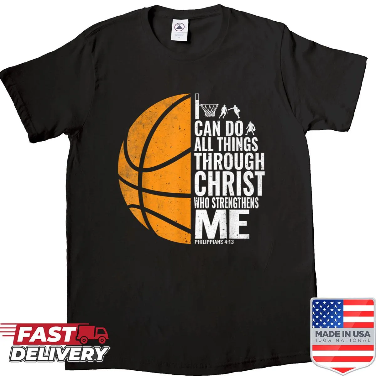 Christian motivational basketball graphic shirt