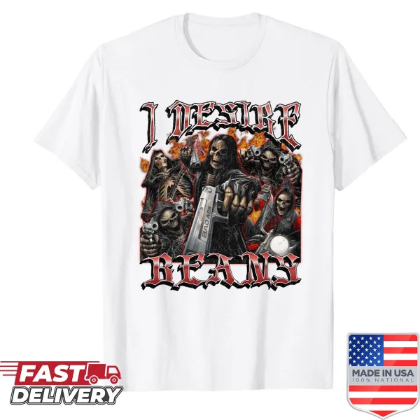Funny skeleton graphic shirt with humorous bean slogan