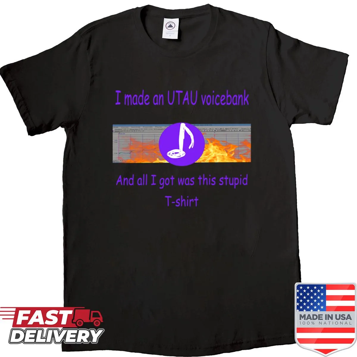 Funny shirt with the phrase about Utau voicebank creation