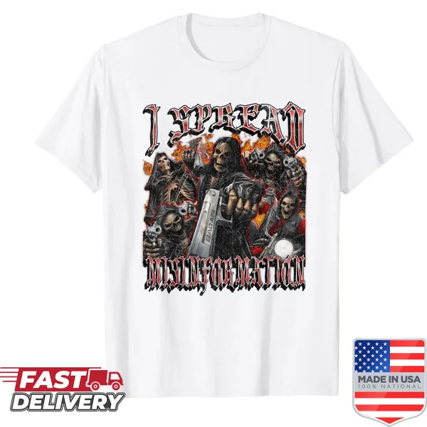 Skeleton graphic with 'I Spread Misinformation' text