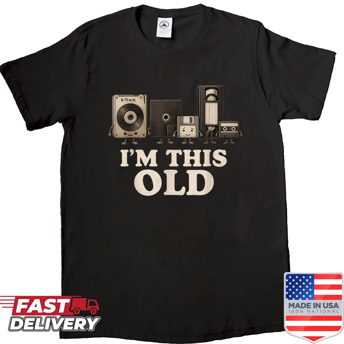 Funny retro tech shirt with a nostalgic phrase about age.