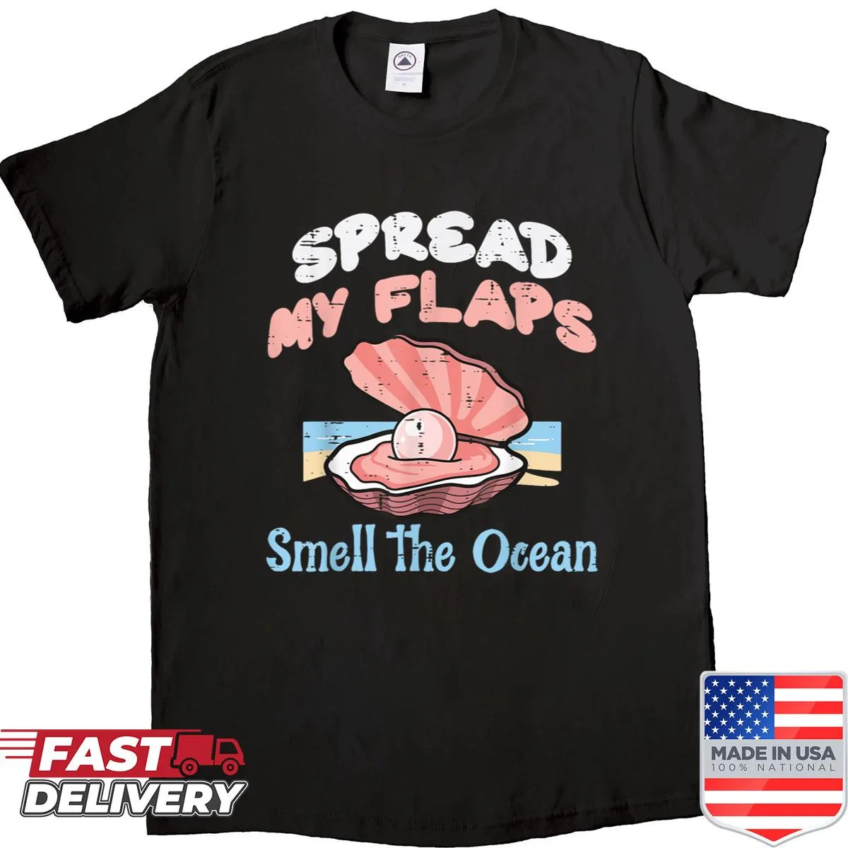 Funny ocean-themed T-shirt with a cheeky saying about clams