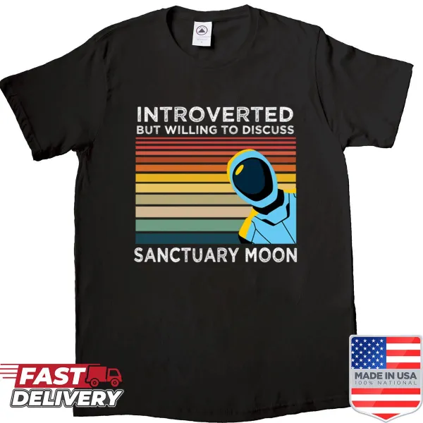 Introverted graphic tee with moon and funny text
