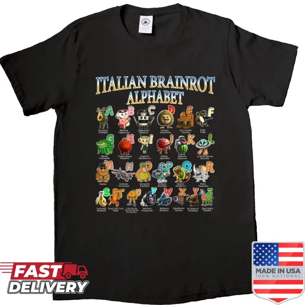 Kids shirt with hand-painted Italian meme character illustrations