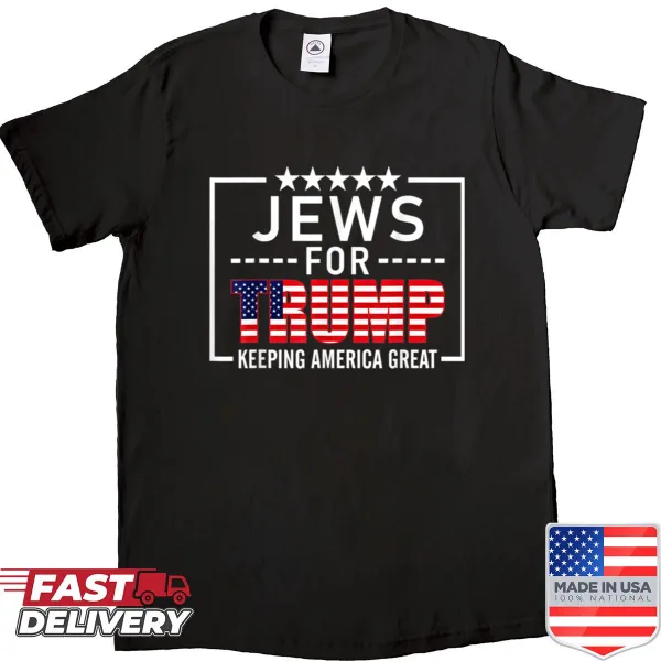 Oversized shirt with Jewish-themed political support text
