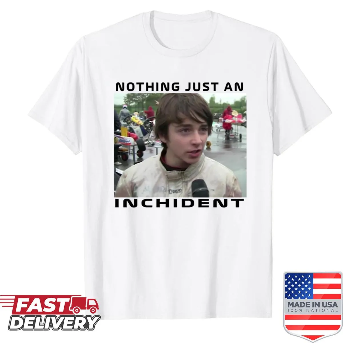 Funny racing t-shirt referencing Charles Leclerc with clever typography