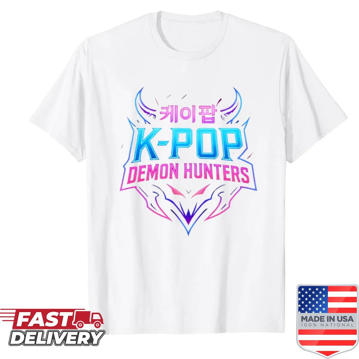 K-pop Demon Hunters Neon Emblem shirt with a dynamic graphic