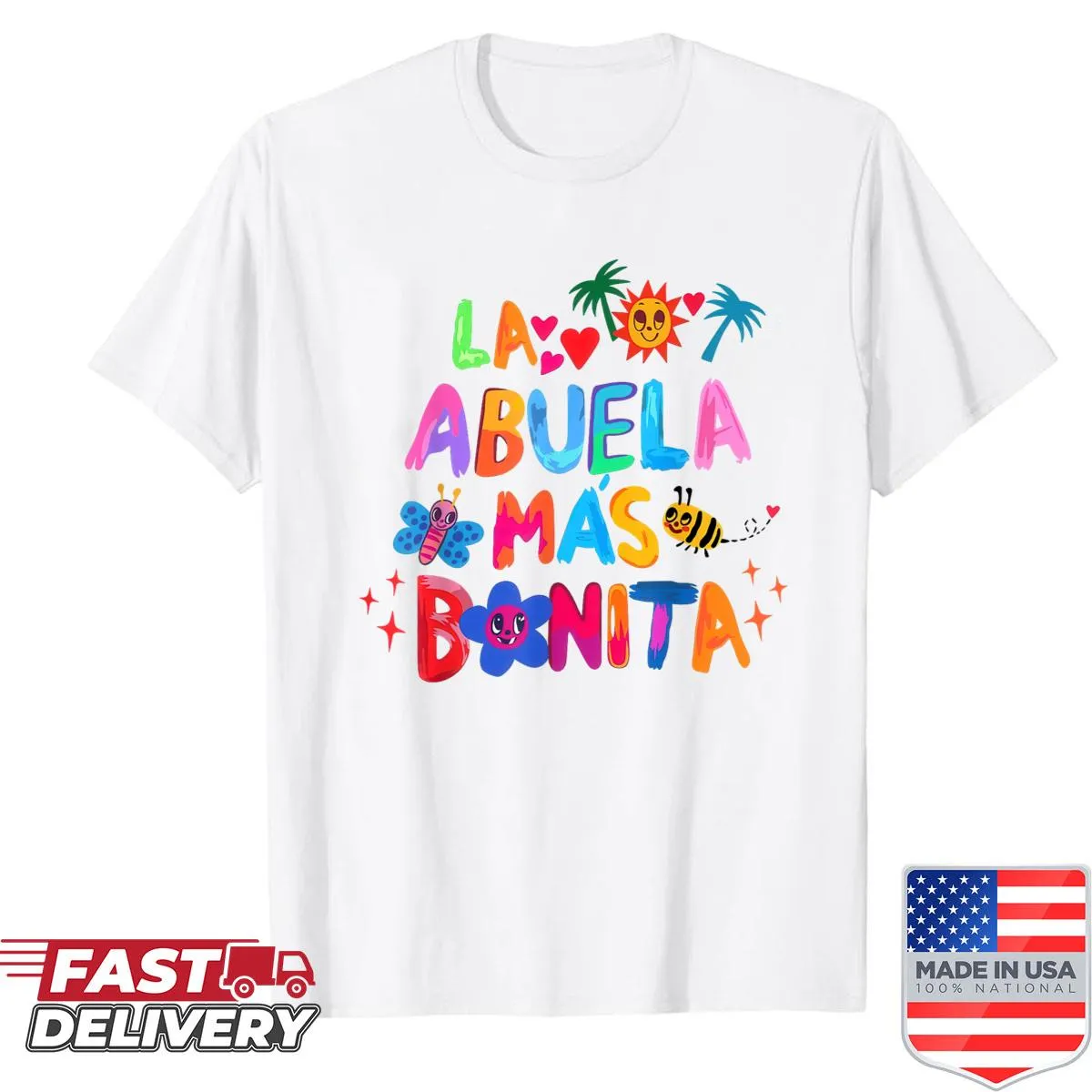 Cute shirt for youth featuring 'La Abuela Ms Bonita' design