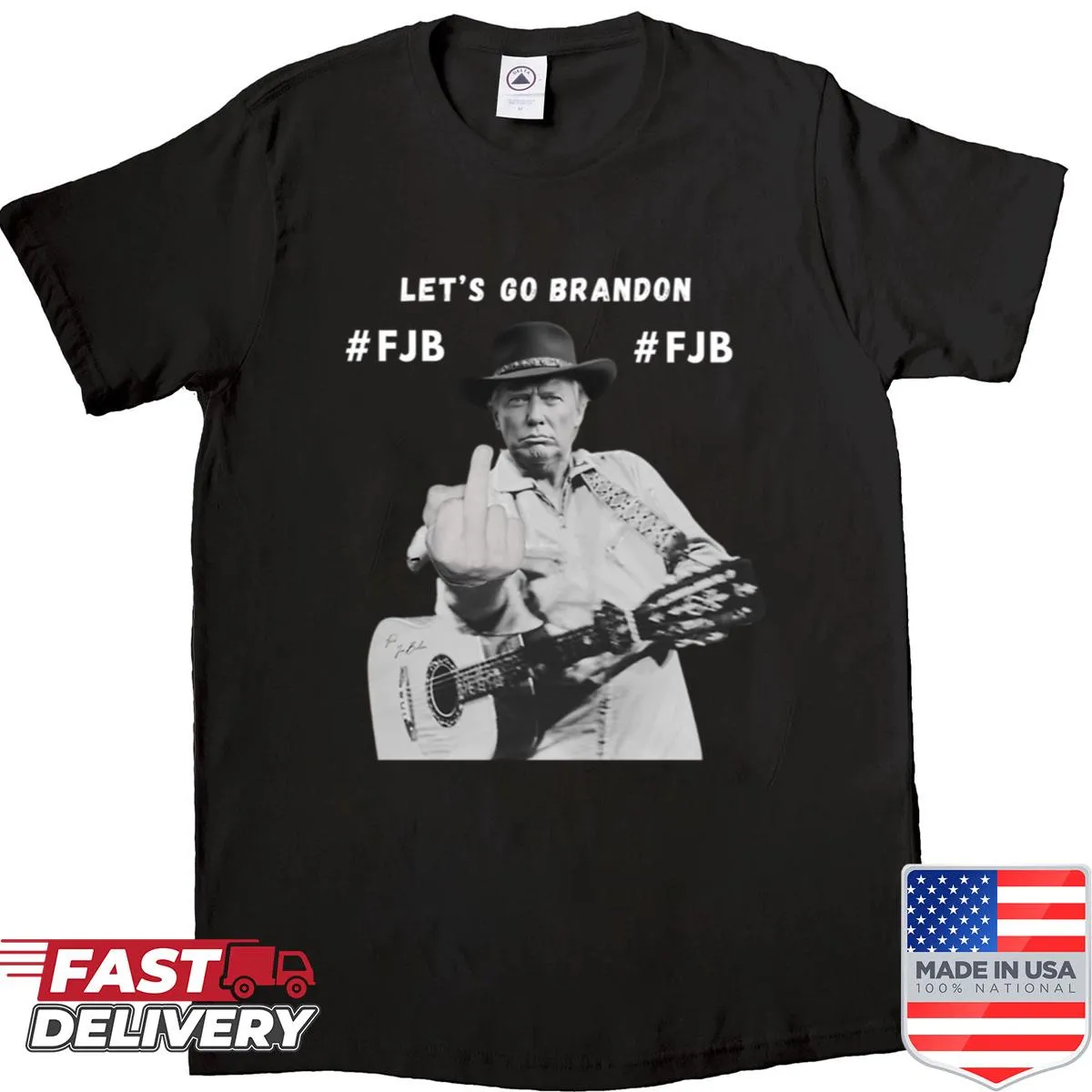 Playful T-shirt with 'Lets Go Brandon' slogan