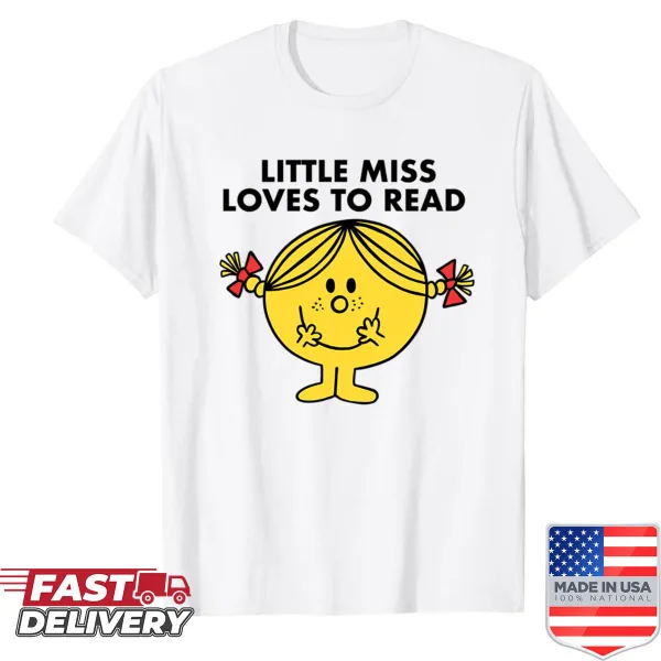 Shirt featuring a whimsical character with books and the phrase about reading