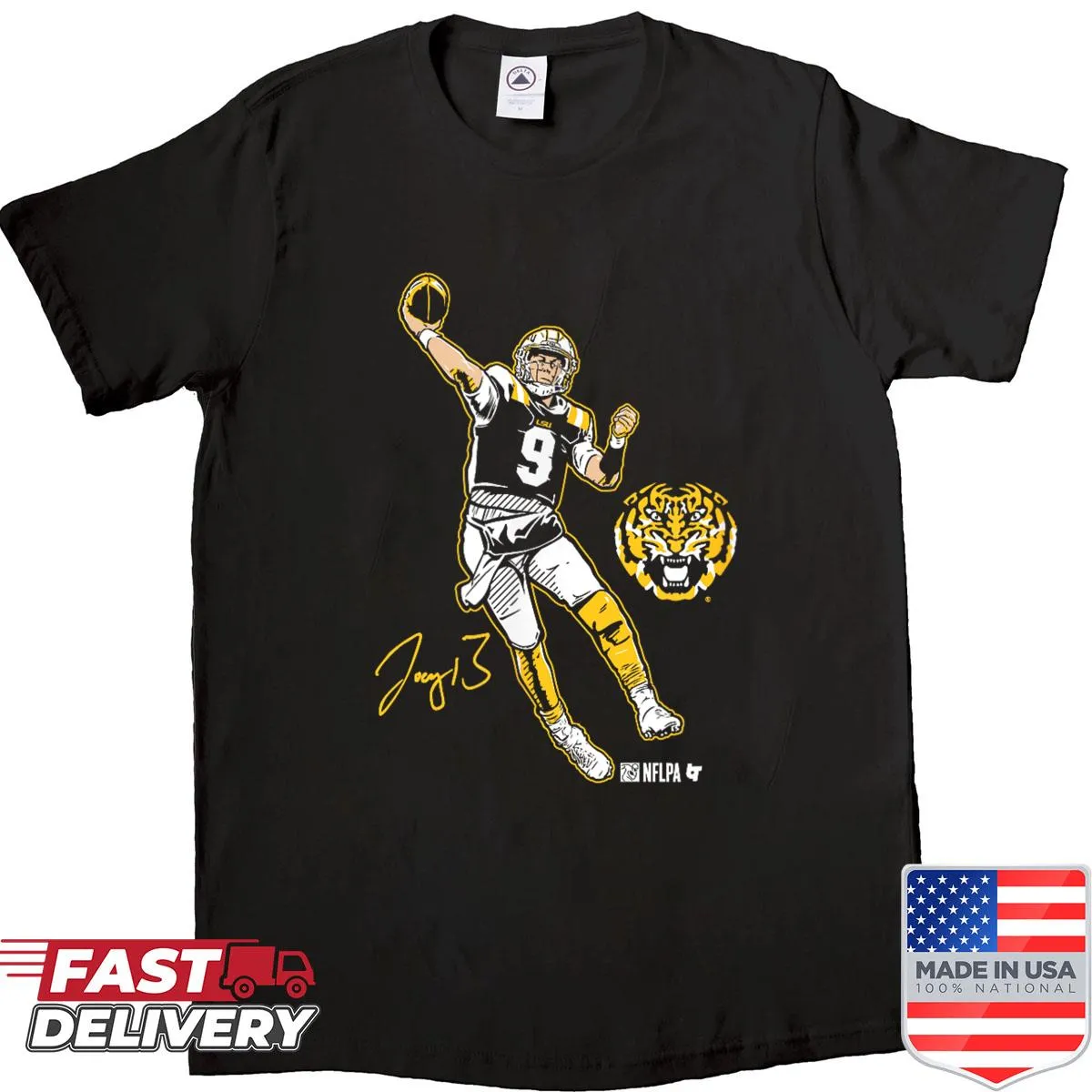 Joe Burrow LSU Football T-shirt in superstar pose