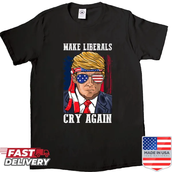 Fitted shirt with text about making liberals cry