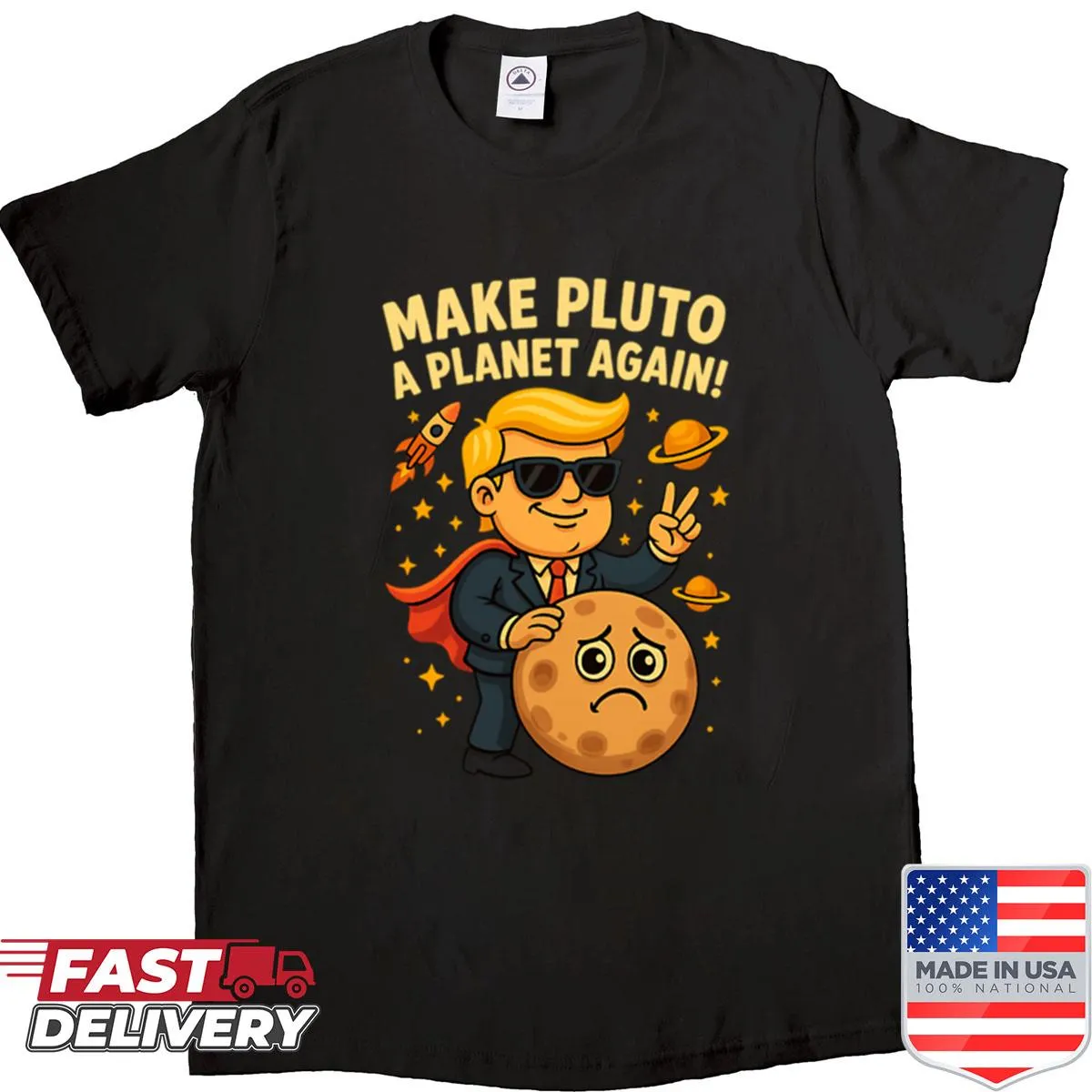 Typography design shirt advocating Pluto as a planet