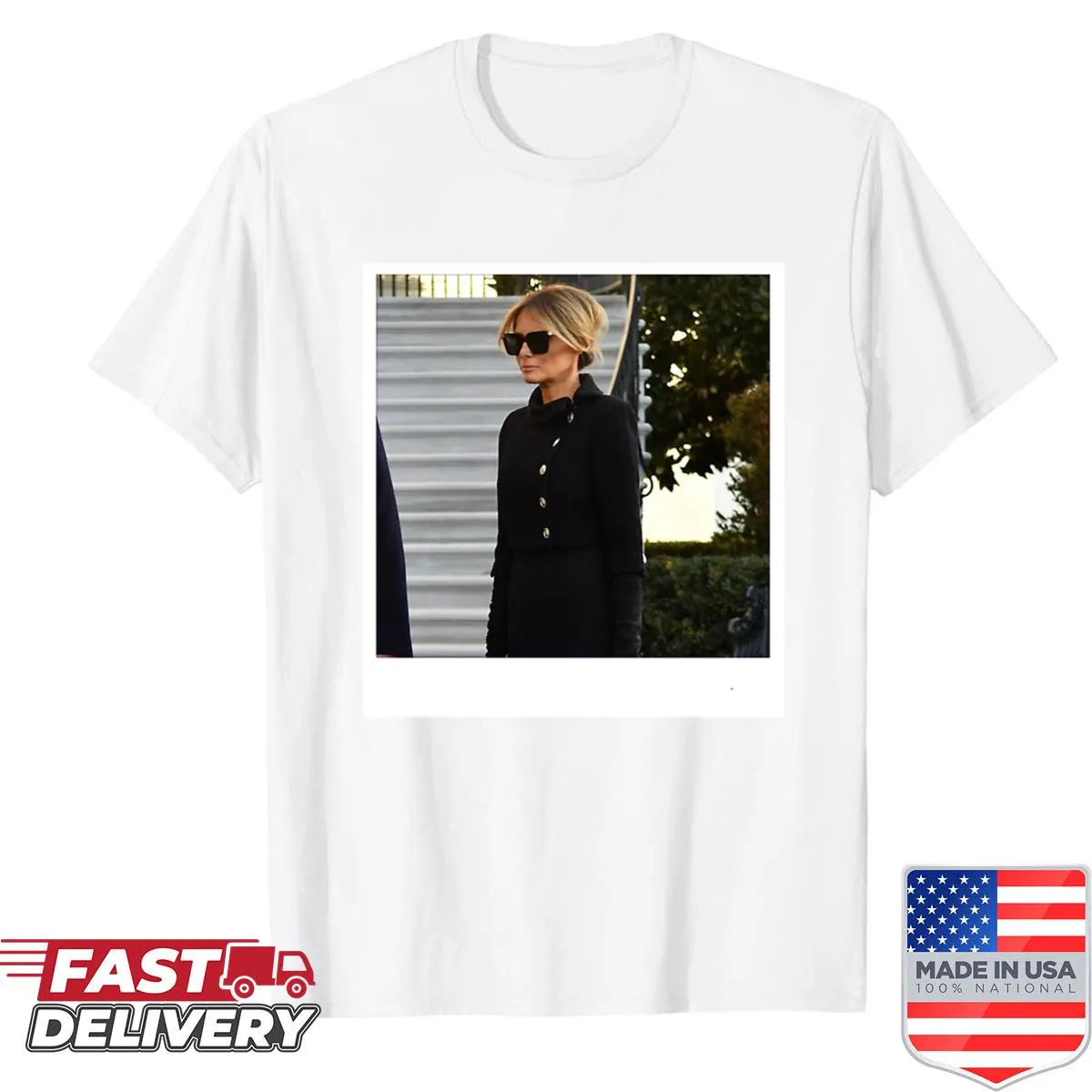 Oversized t-shirt with MAGA-themed design related to Melania Trump